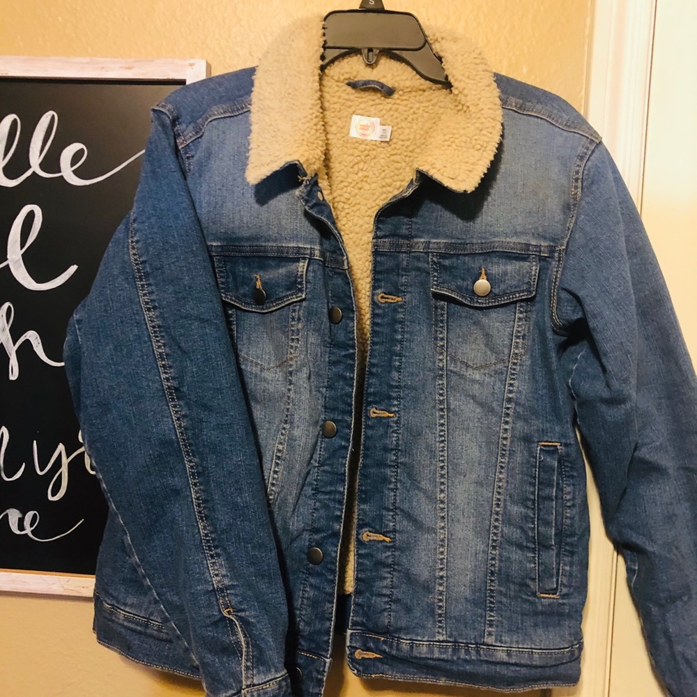 | fur lined denim jacket | - Picture 2 of 3